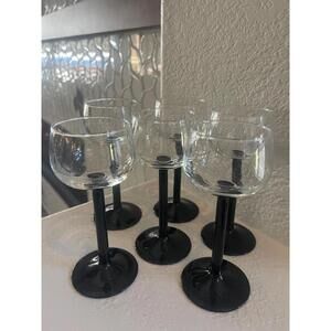 Vintage Luminarc France Black Stem Rhine Wine Hock Glasses 7” set of 6